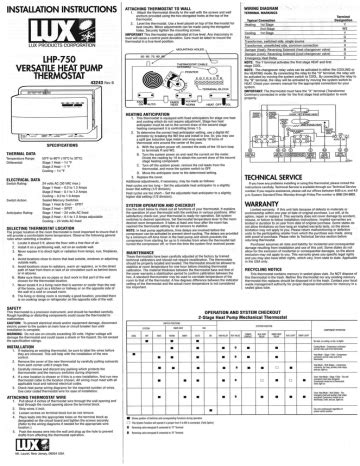 Lux-Products-LHP-750-Thermostat-User-Manual